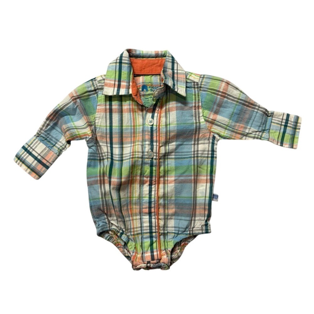 Ruffle Butts Plaid Bodysuit - Blue, Green, Orange